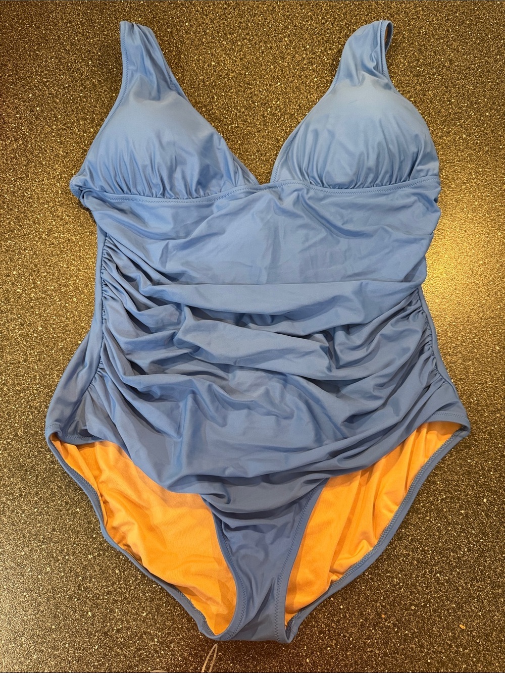 J. Crew Light Blue Ruched One-Piece Swimsuit - size 20 full coverage flattering